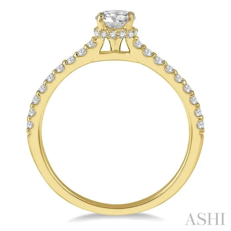 1/2 ctw Diamond Engagement Ring With 1/4 ctw Round Cut Diamond Center Stone in 14K Yellow Gold