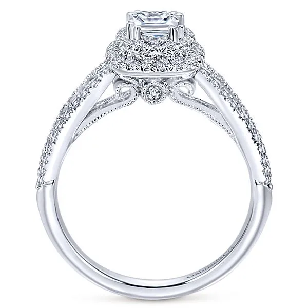 14k White Gold Cushion Cut Double Halo