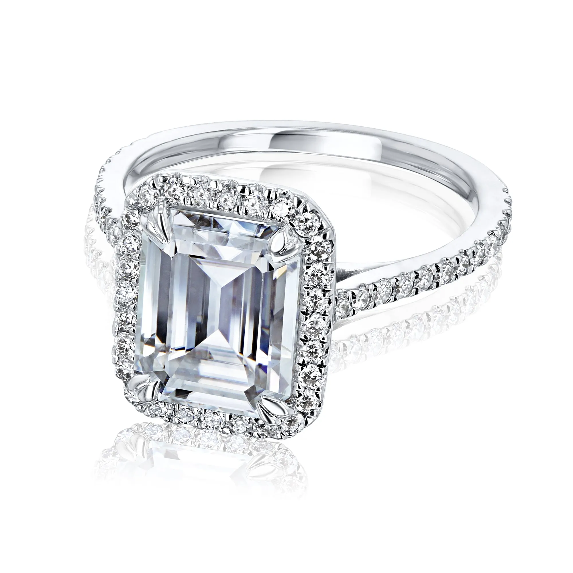 2-3/4ct.tw Emerald 9x7 Halo Ring