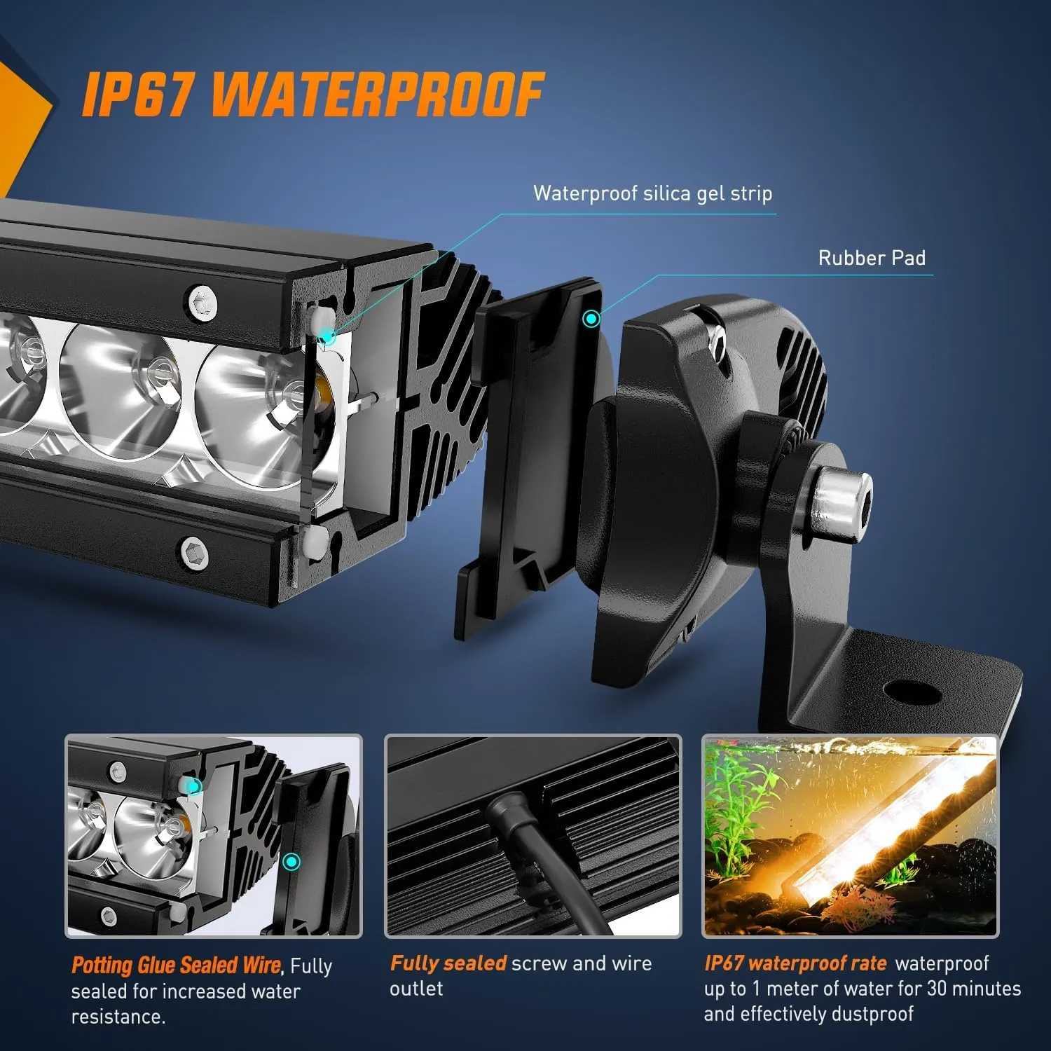 31 Inch 150W 9300LM Amber Slim Spot Flood Led Light Bar | 2 Style Mounts