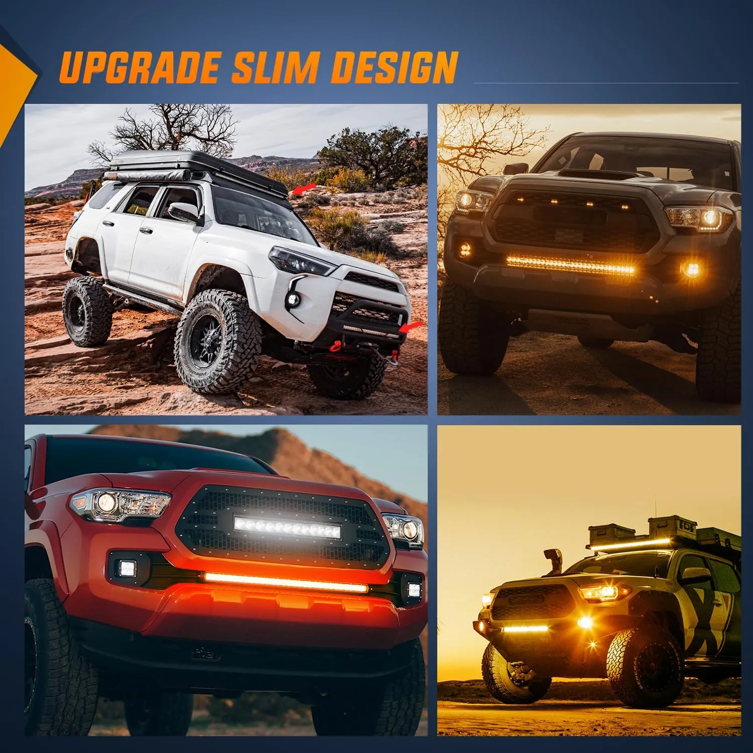 31 Inch 150W 9300LM Amber Slim Spot Flood Led Light Bar | 2 Style Mounts