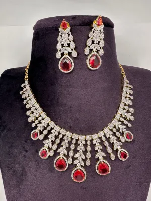 AD Neckline Color Stone Short Necklace