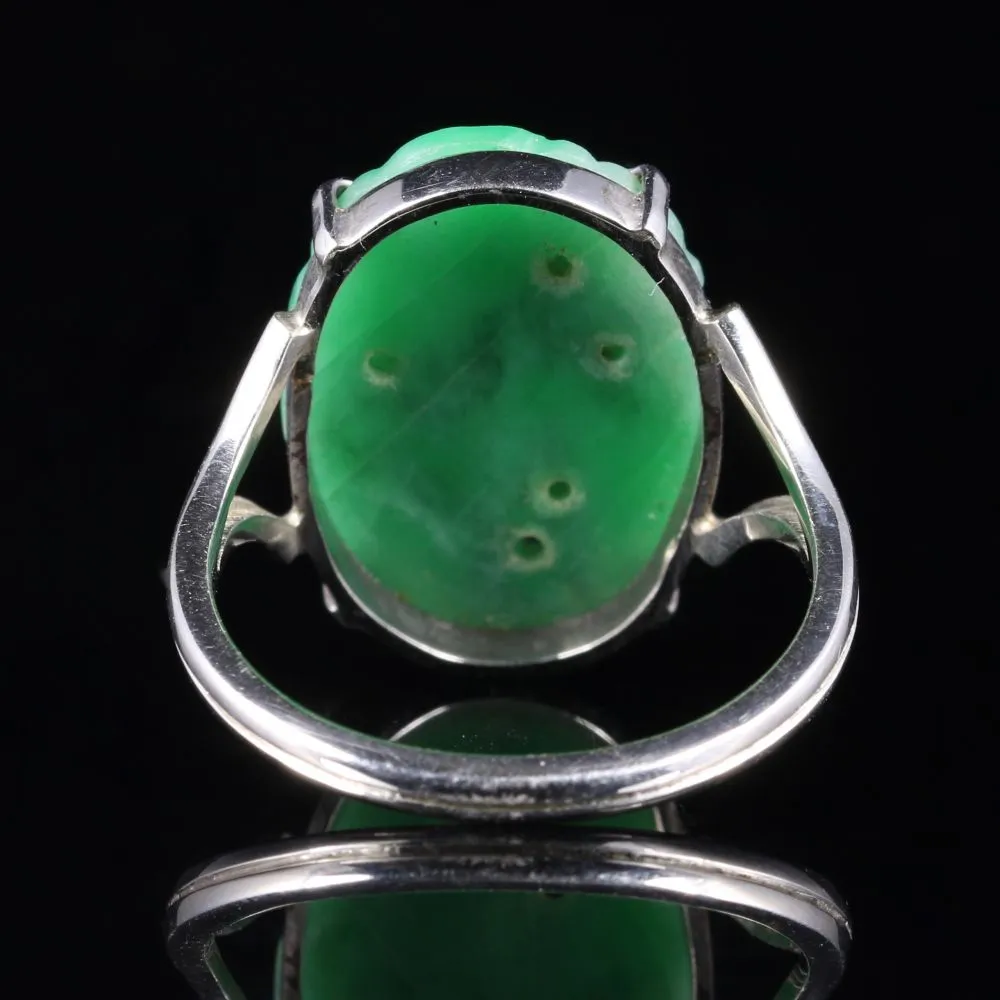Antique Victorian Jade Ring Hand Carved Circa 1900