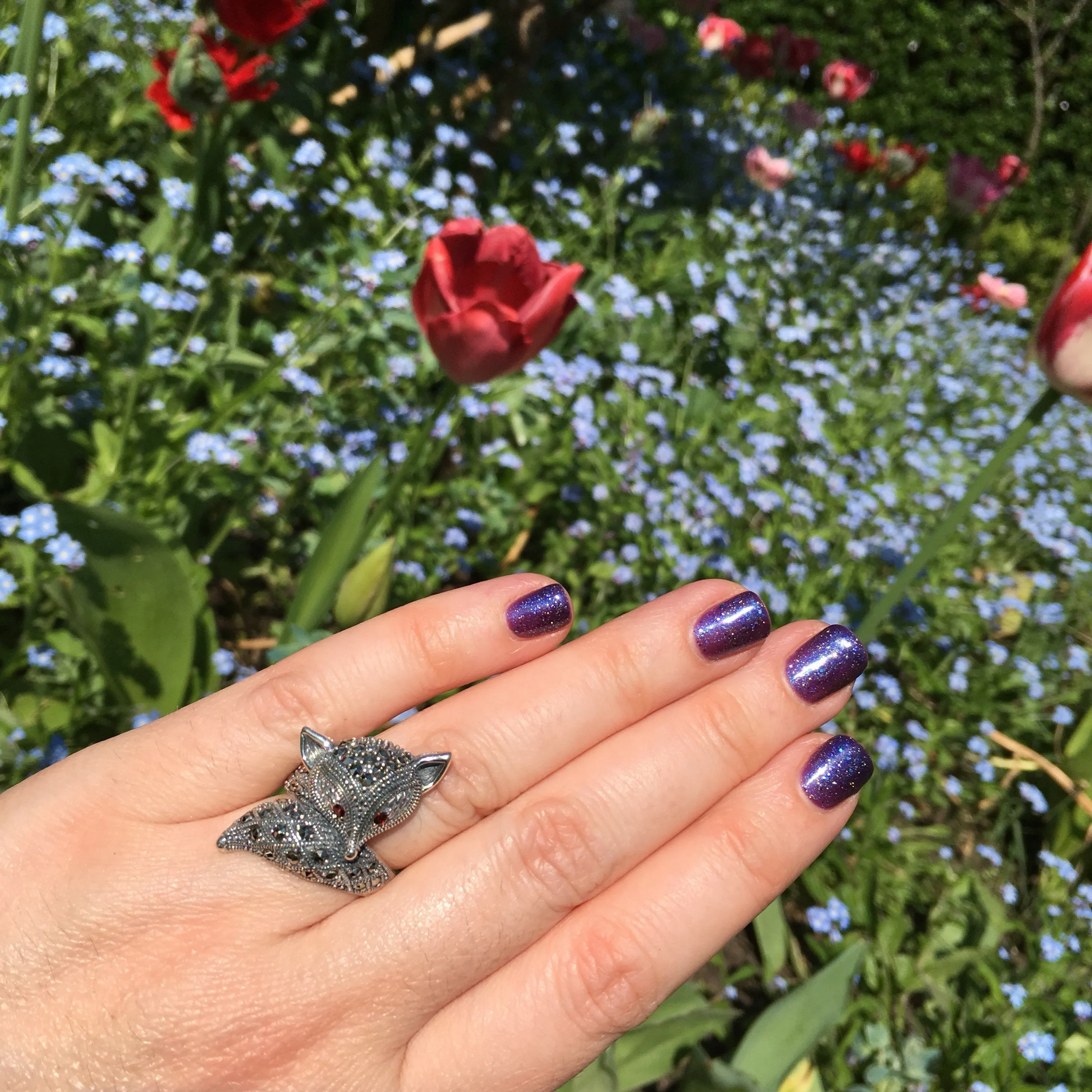 Art Deco Fox Ring Silver Marcasite
