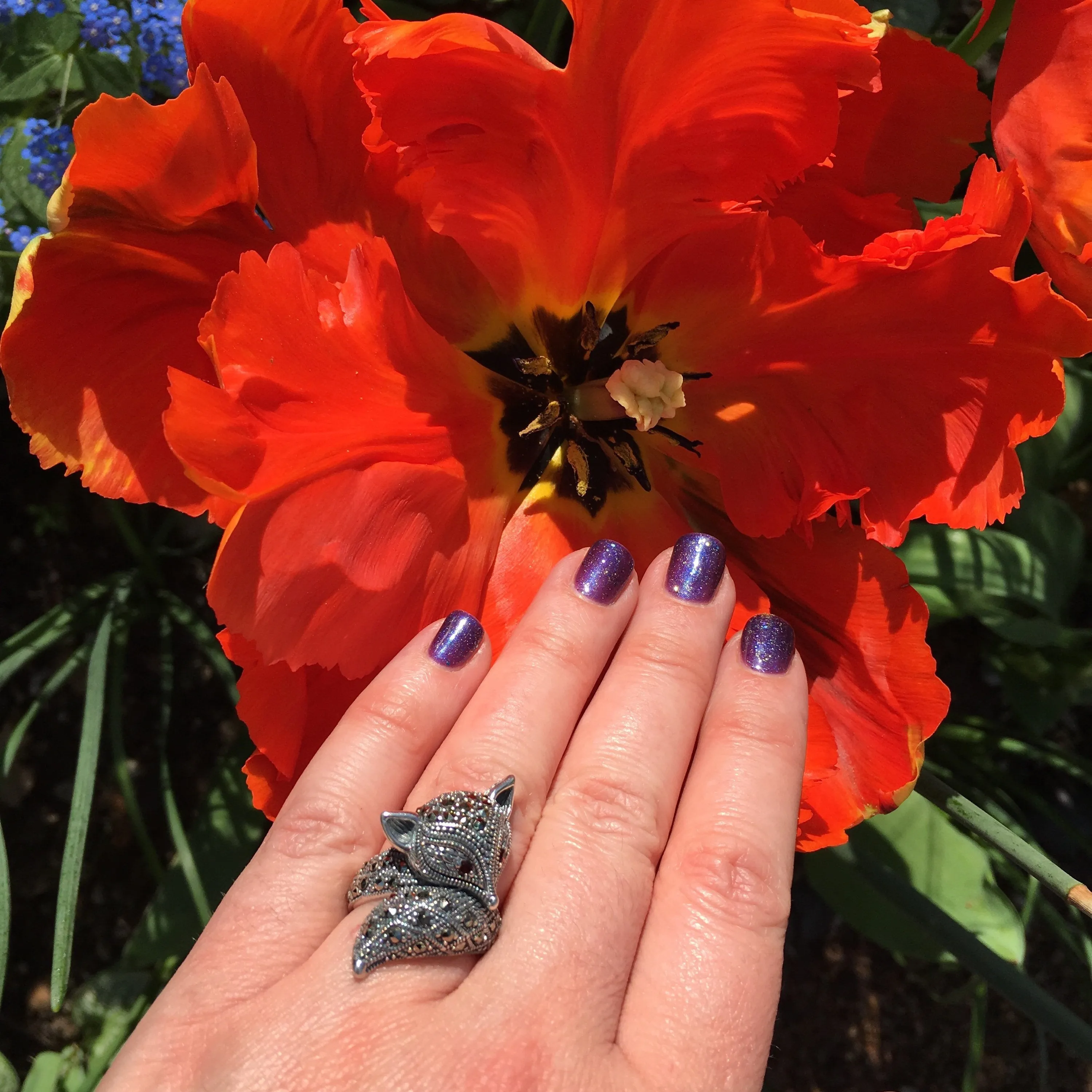 Art Deco Fox Ring Silver Marcasite