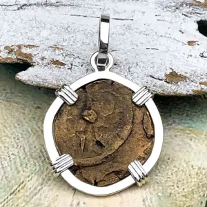 Biblical Widow's Mite in a Sterling Silver Pendant | Artifact #3241