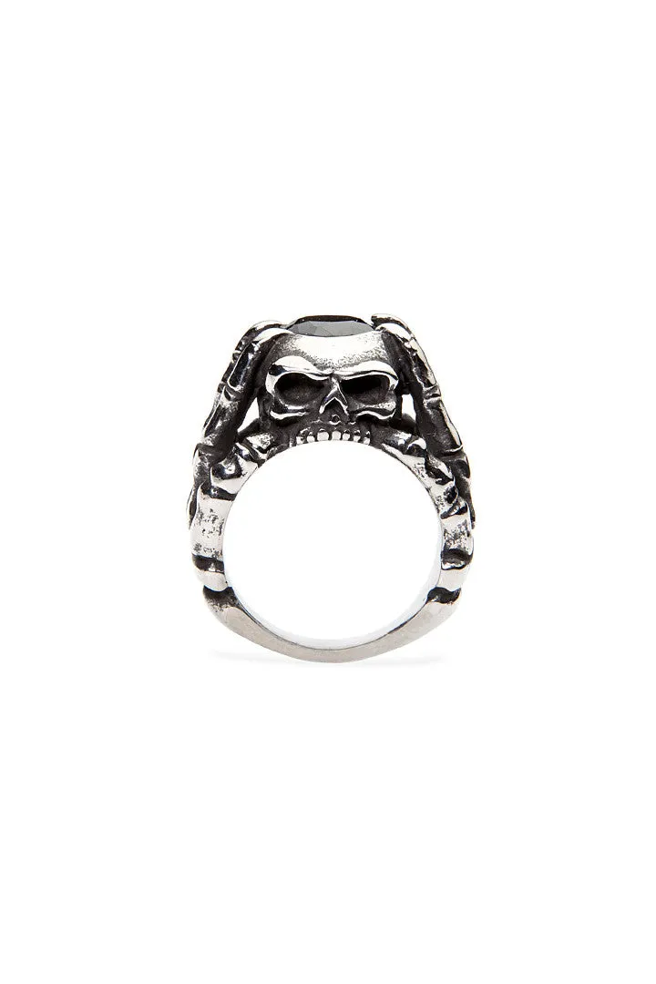 Black Zircon Skull Claws Ring