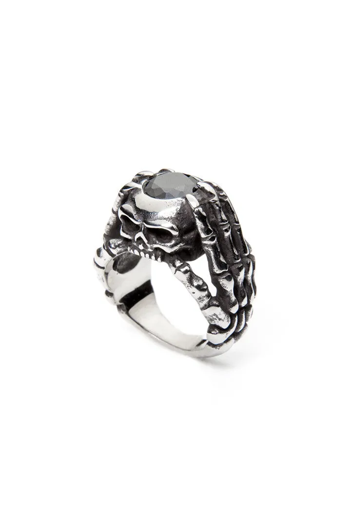 Black Zircon Skull Claws Ring