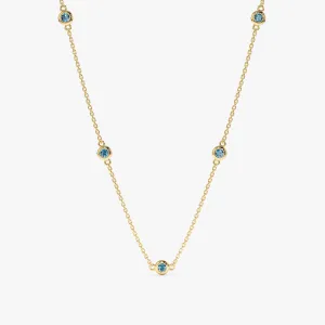 Blue Topaz Station Necklace, Gwen