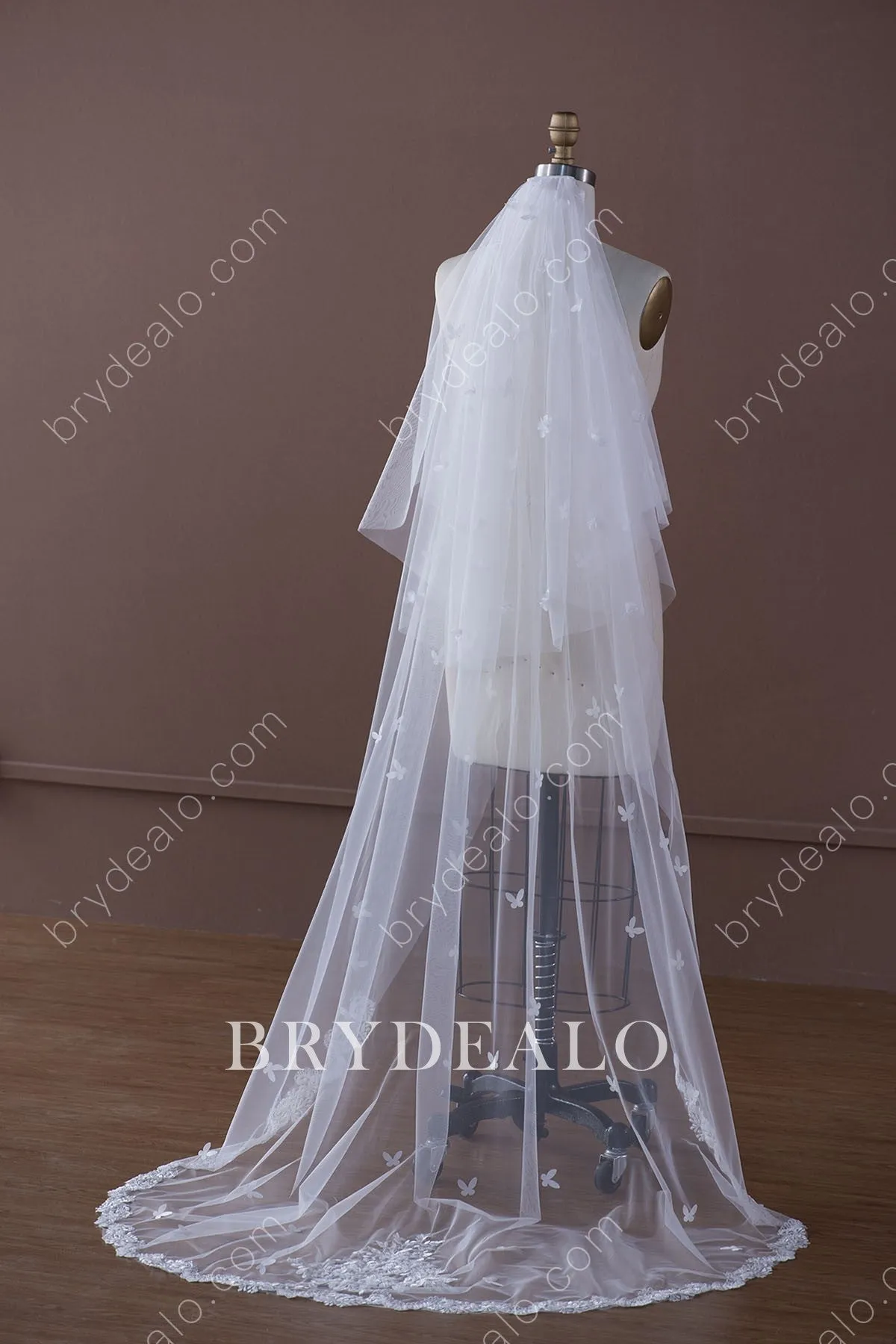 Butterfly Floral Fairy Lace Chapel Length Bridal Veil