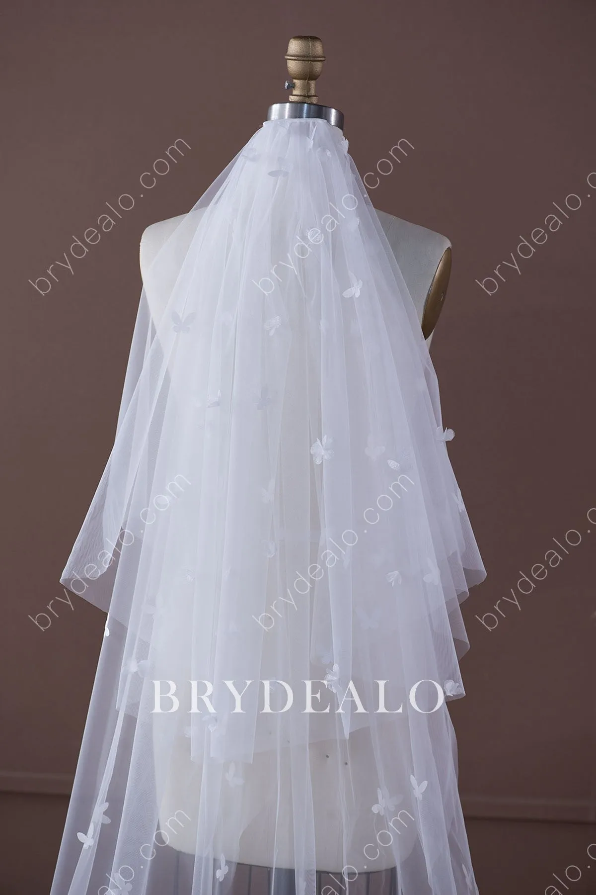 Butterfly Floral Fairy Lace Chapel Length Bridal Veil