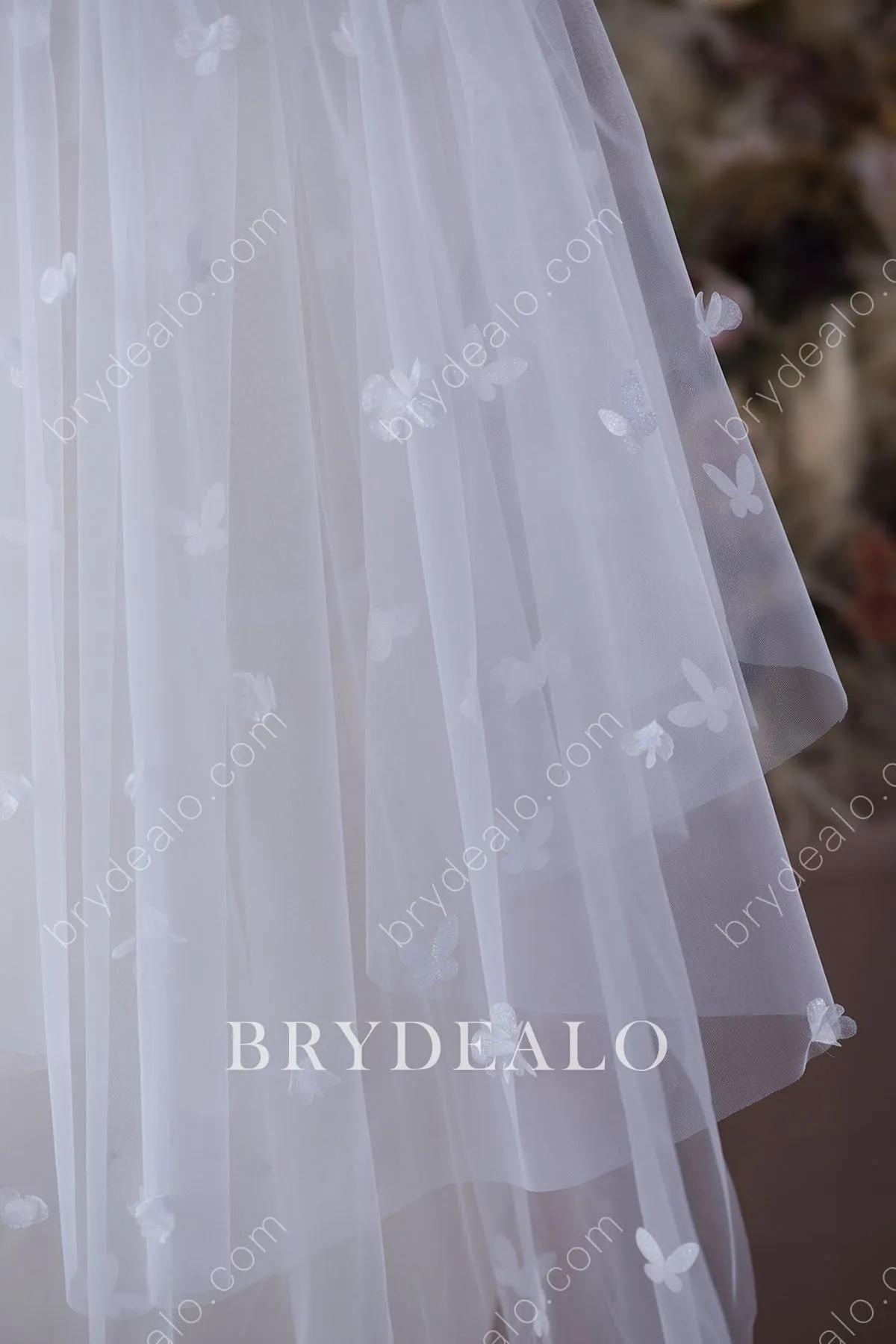 Butterfly Floral Fairy Lace Chapel Length Bridal Veil