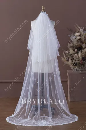 Butterfly Floral Fairy Lace Chapel Length Bridal Veil
