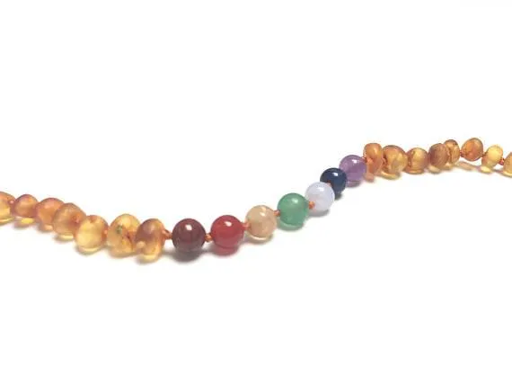 Canyon Leaf Baltic Amber   Chakra Crystals Necklace (Adult's Sizes)