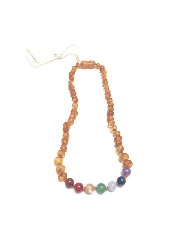Canyon Leaf Baltic Amber   Chakra Crystals Necklace (Children's Sizes)