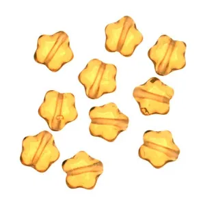 Czech Glass Beads Translucent Topaz Tiny Stars 6mm (1 Strand)