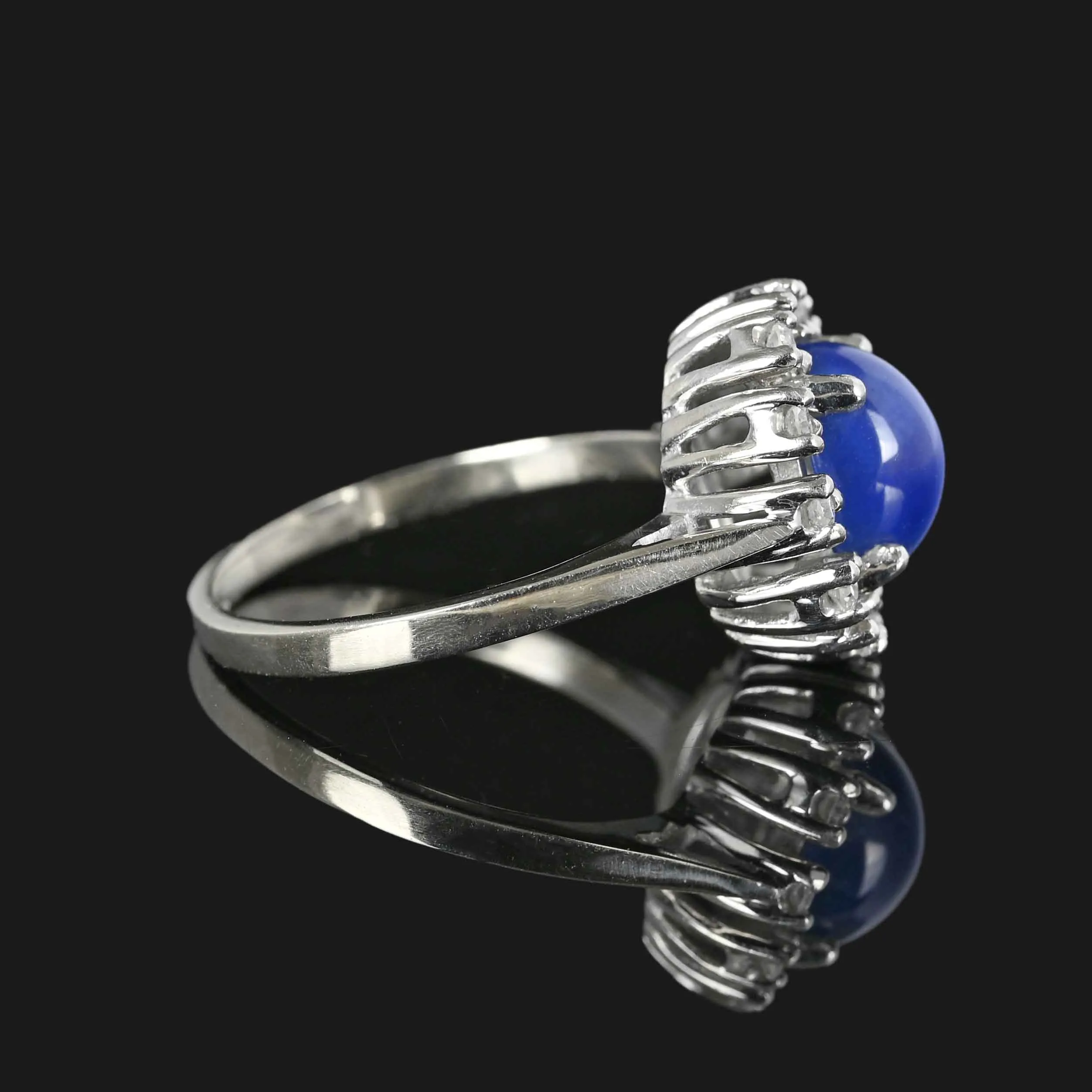 Diamond Halo Cornflower Blue Star Sapphire Ring