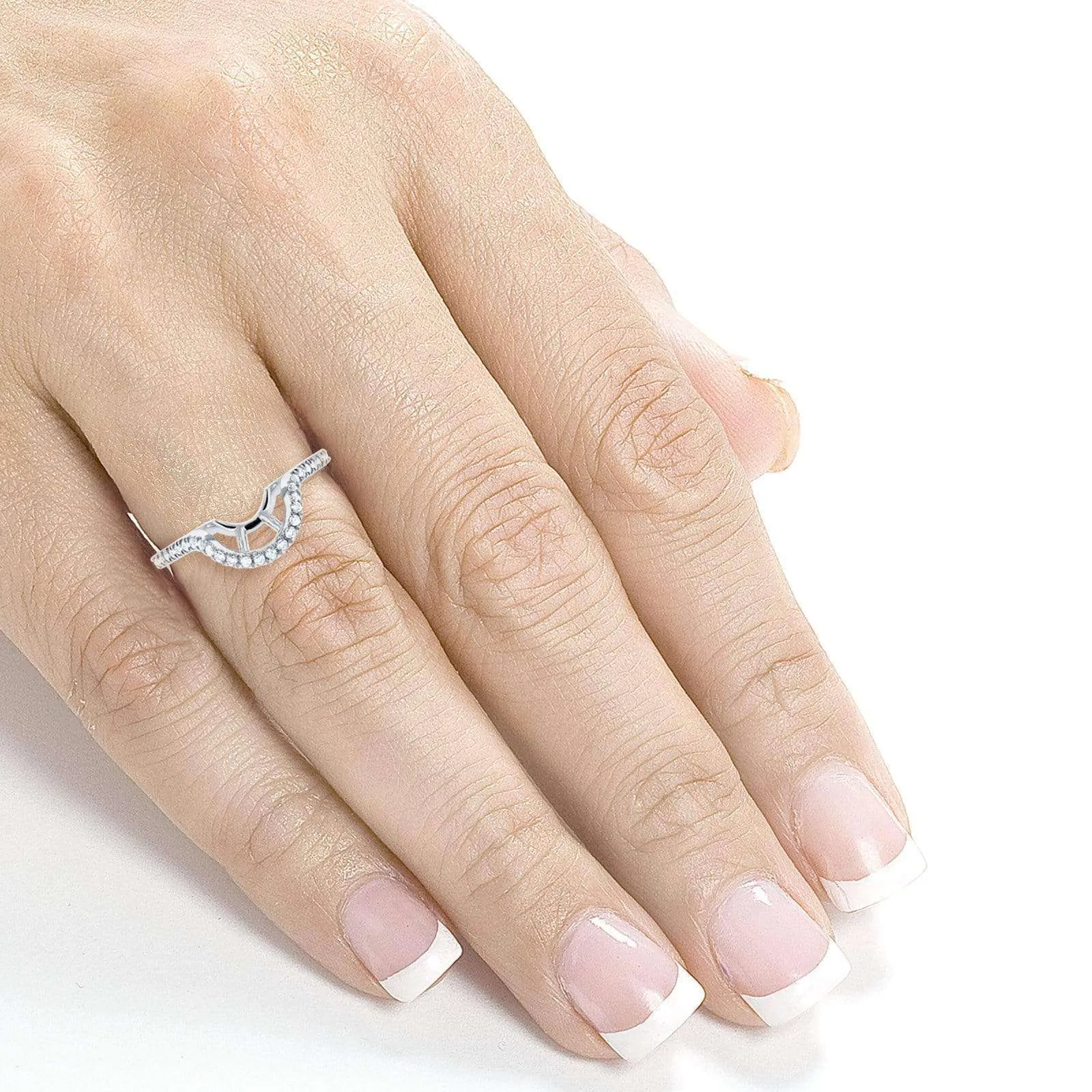 Diamond Notched Basket Curve Wedding Band 1/4 CTW 14k White Gold