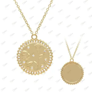 Diamond Rose Pendant Necklace 17mm