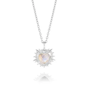 Electric Heart Mini Moonstone Necklace - Silver - EGHN5RMS