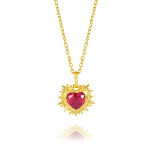 Electric Heart Mini Ruby Necklace - Gold - EGHN5RUGP