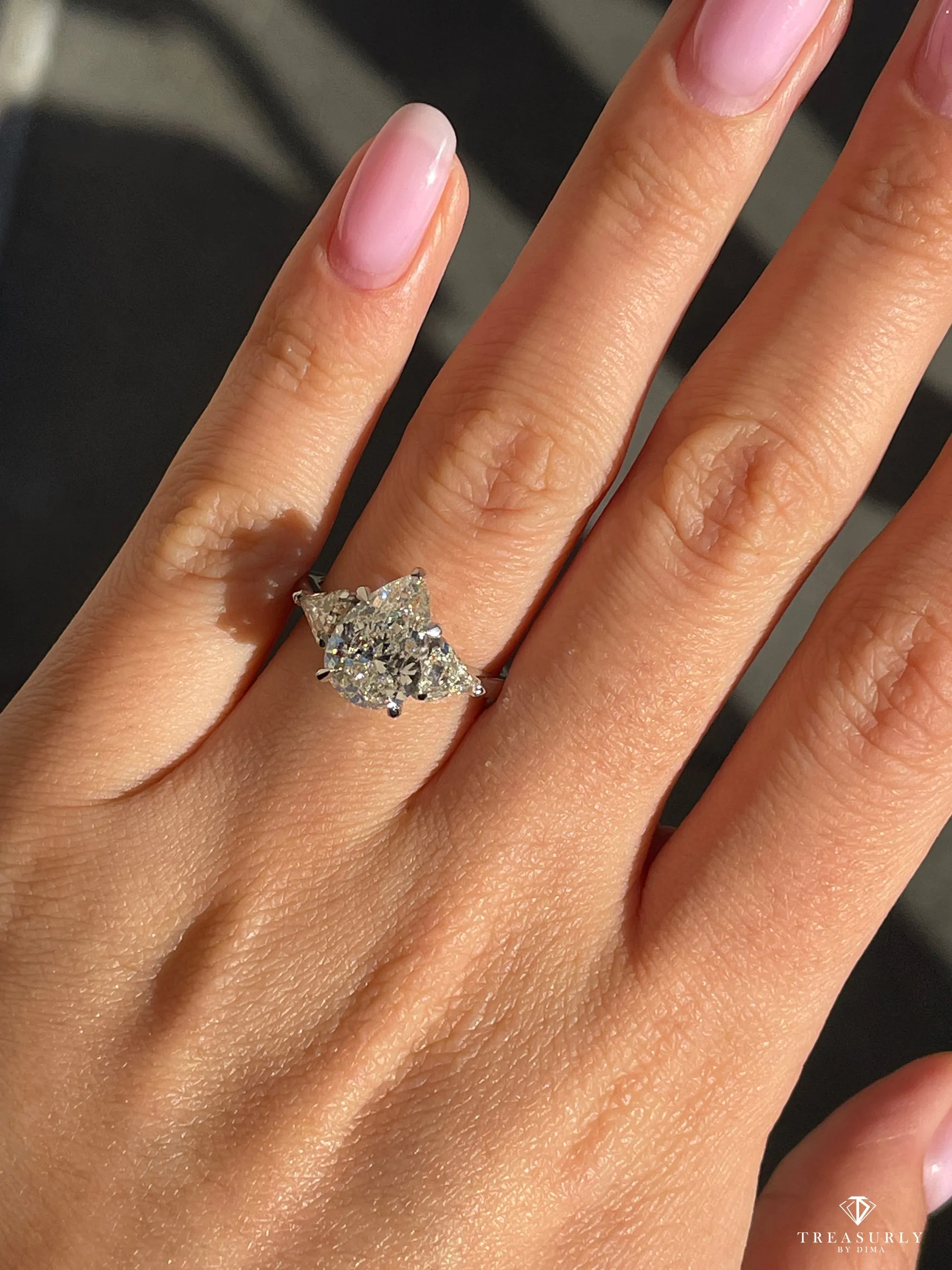 GIA 3.62ct Estate Vintage PEAR Shaped 3 Stone Diamond Engagement Platinum Ring