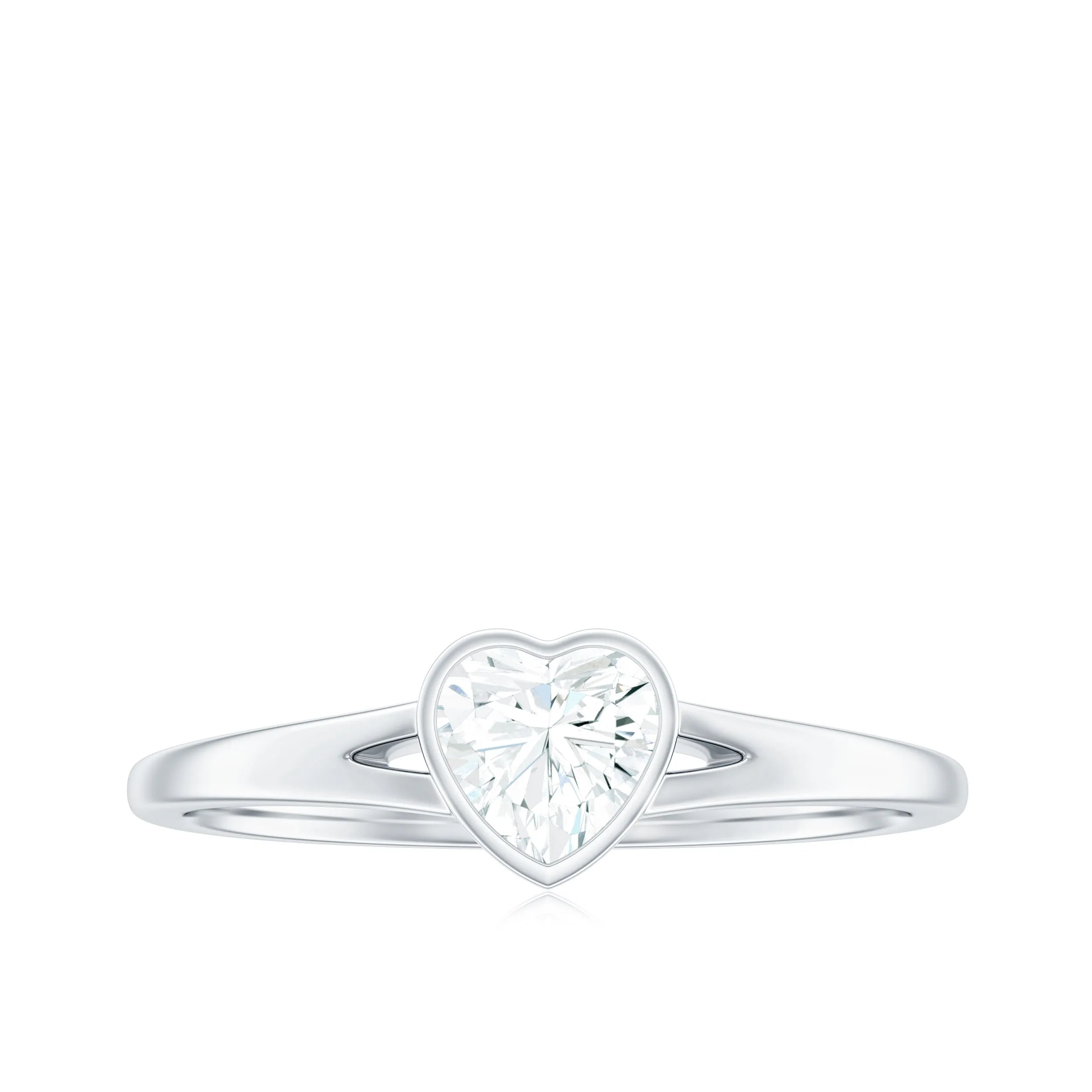 Heart Shape Lab Grown Diamond Solitaire Ring in Split Shank