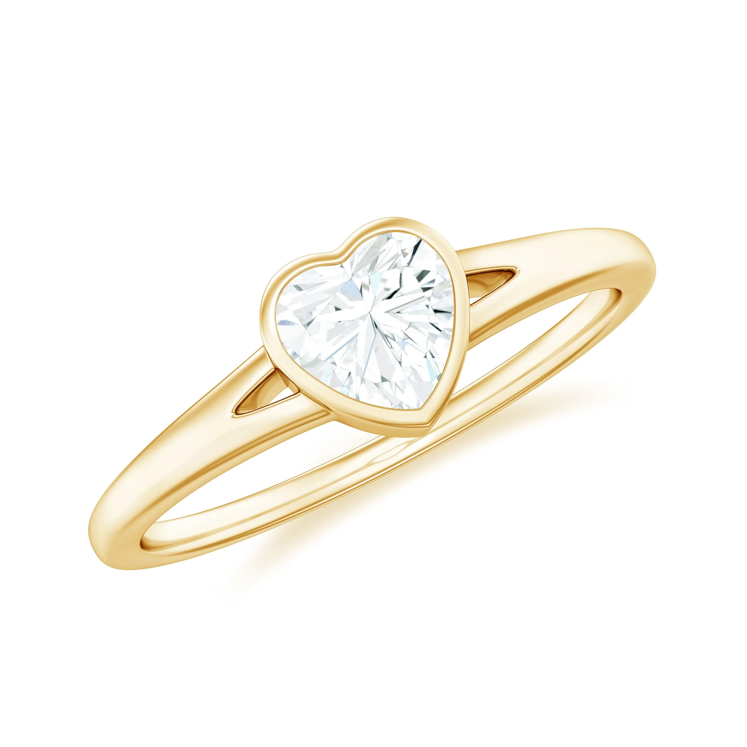 Heart Shape Lab Grown Diamond Solitaire Ring in Split Shank