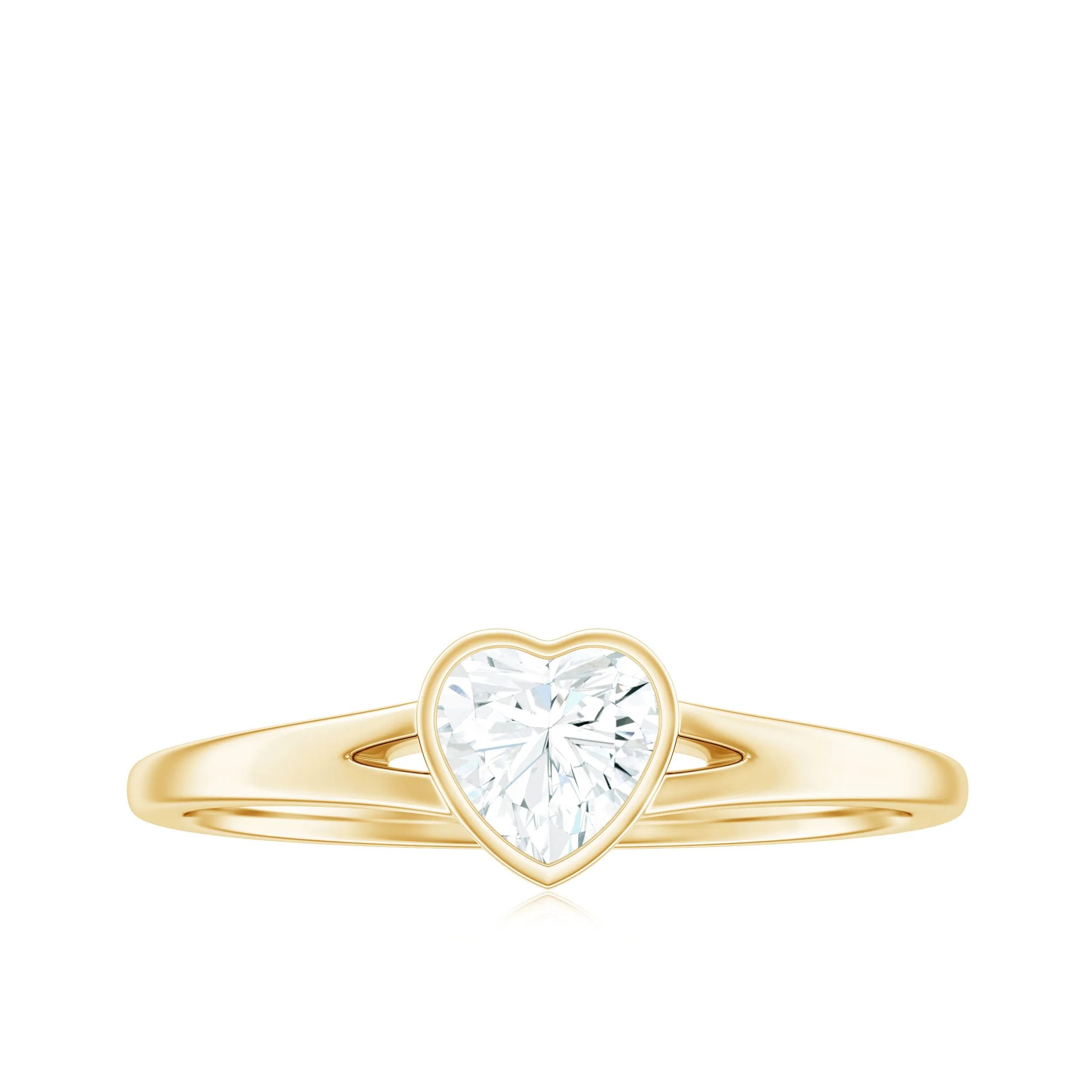 Heart Shape Lab Grown Diamond Solitaire Ring in Split Shank