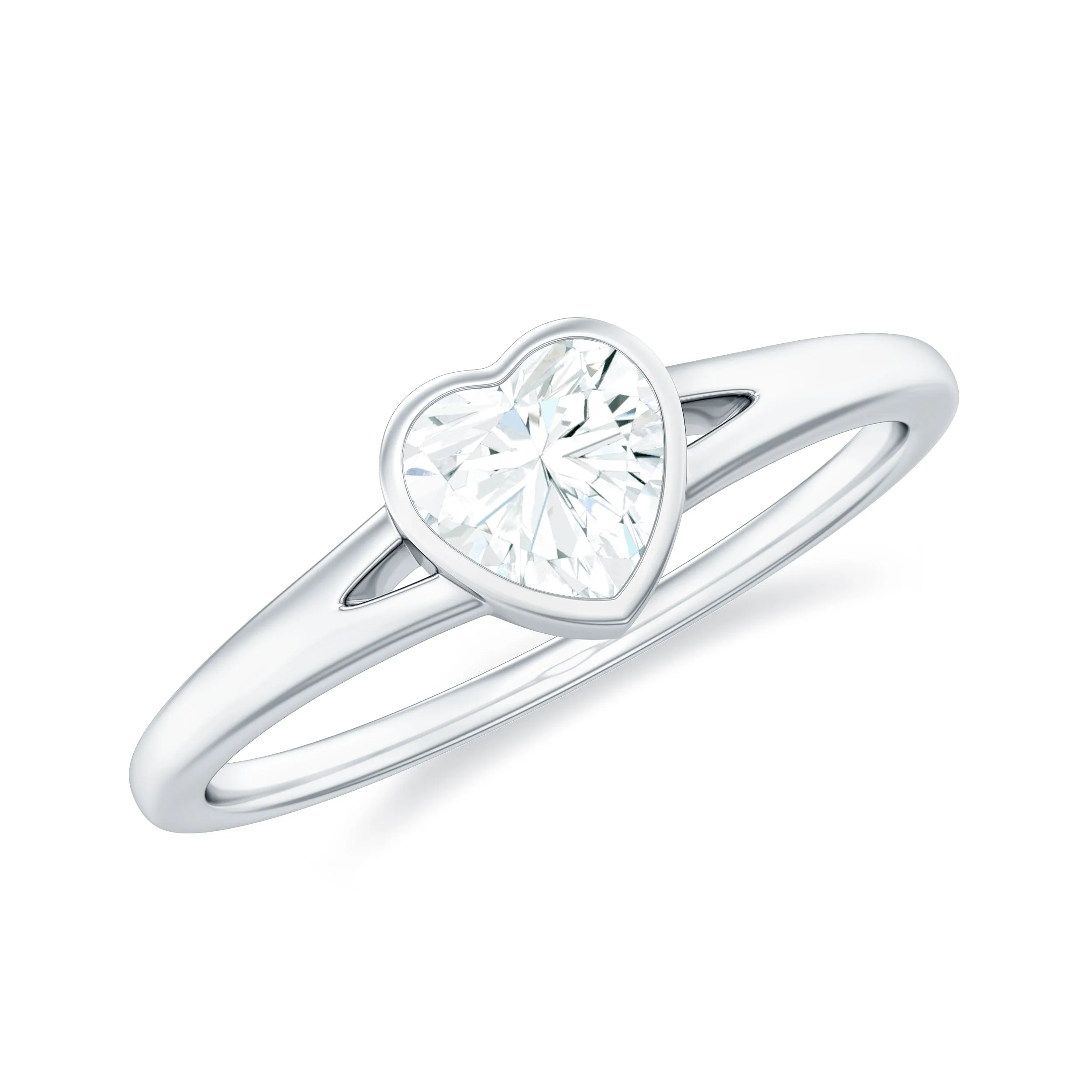 Heart Shape Lab Grown Diamond Solitaire Ring in Split Shank