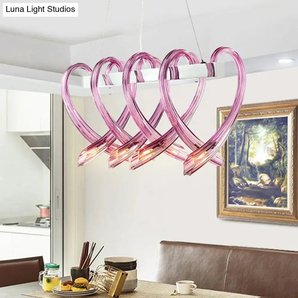 Heart Shaped Crystal Glass LED Hanging Light Fixture - Perfect for Restaurants