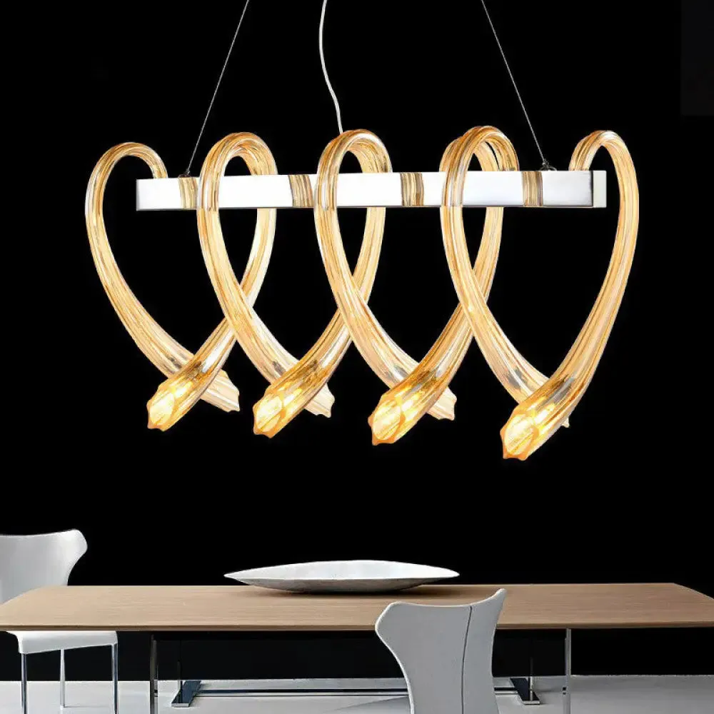 Heart Shaped Crystal Glass LED Hanging Light Fixture - Perfect for Restaurants