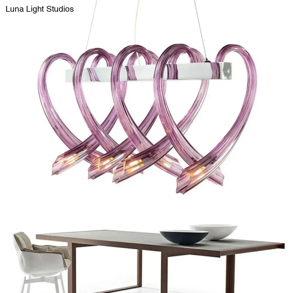 Heart Shaped Crystal Glass LED Hanging Light Fixture - Perfect for Restaurants