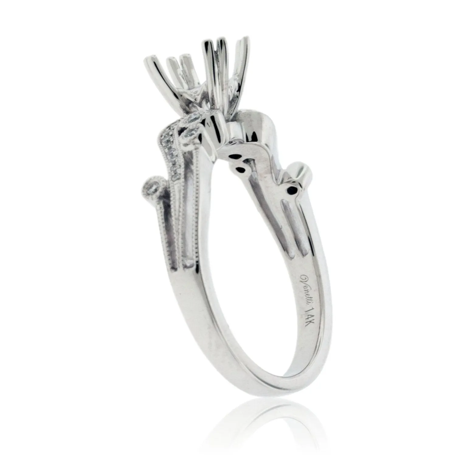 Intricate Style Diamond Engagement Semi-Mount Ring