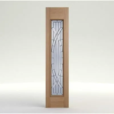 Majestic Oak Unfinished 1 Zinc Clear Bevelled Double Glazed External Sidelight - 1981mm x 457mm
