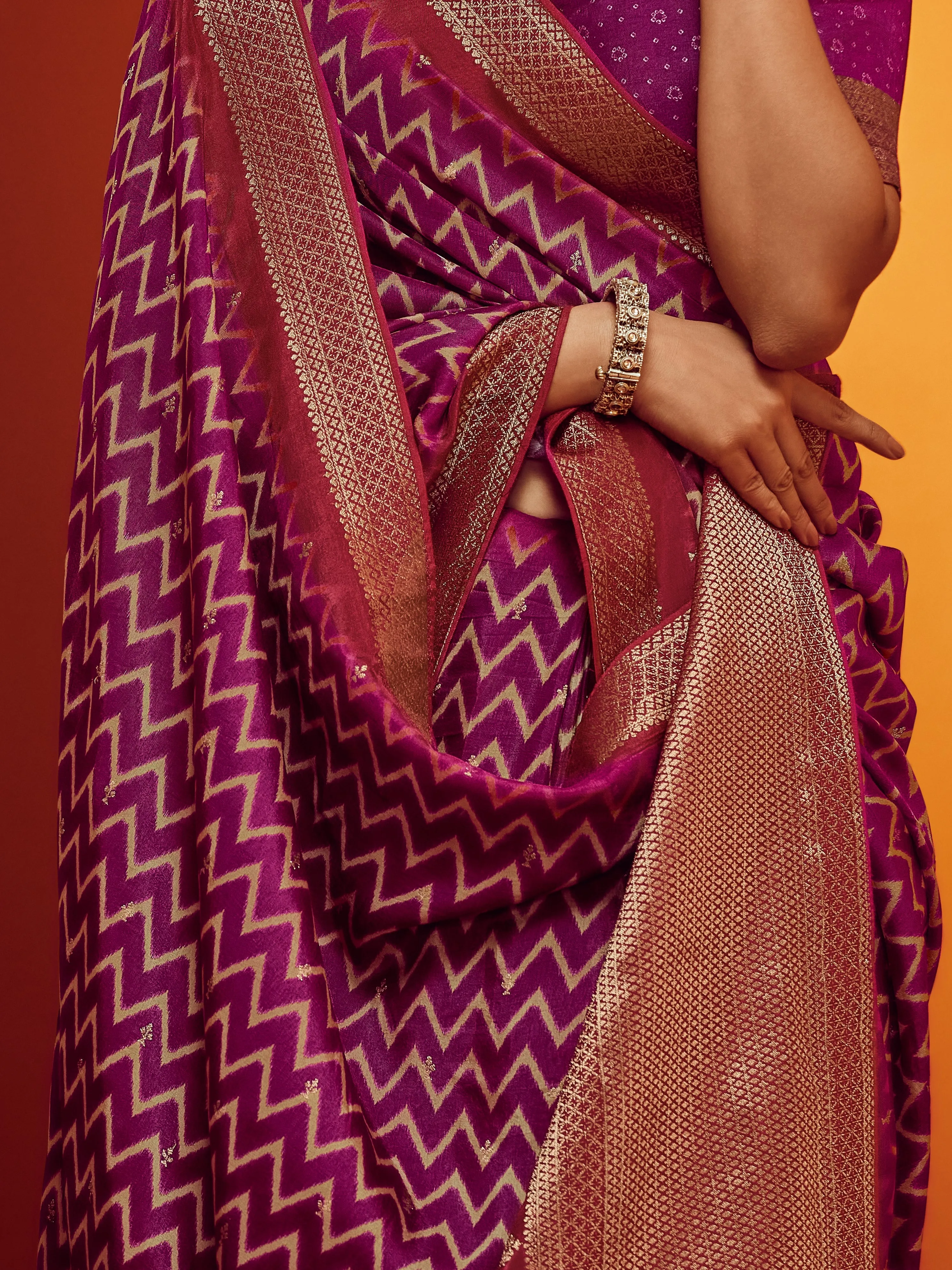 Majestic Purple & Gold Designer Viscose Saree