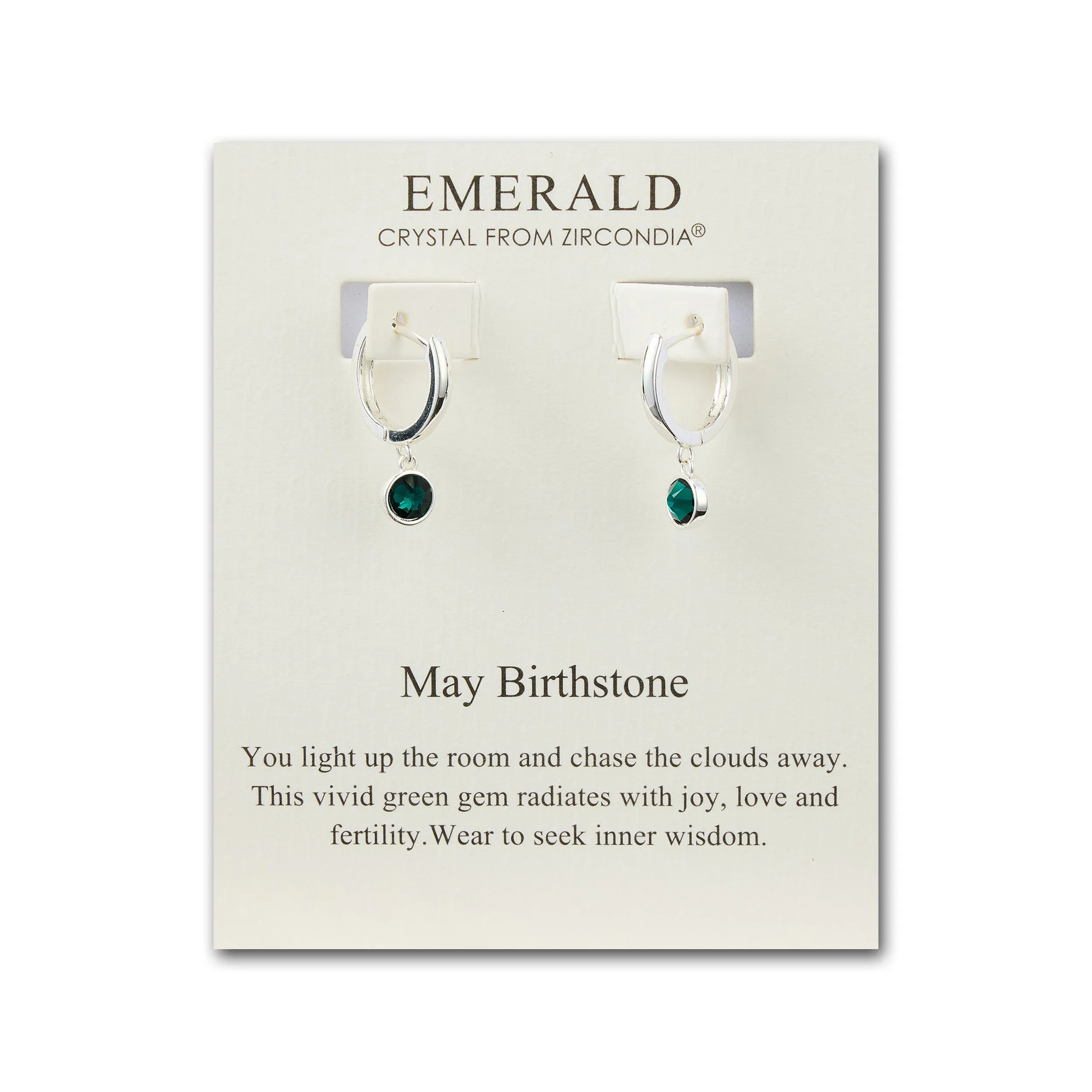 May Birthstone Hoop Earrings Created with Emerald Zircondia® Crystals