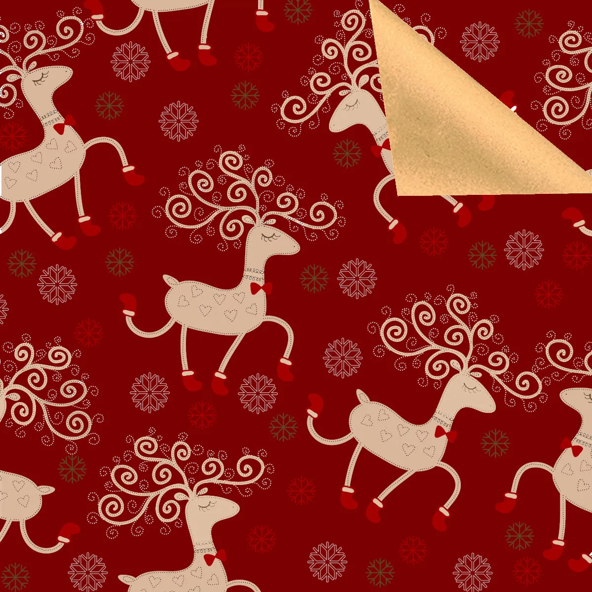 Merry Red Reindeer Gift Wrapping Paper - 1 roll 30 inches wide and 15 feet long
