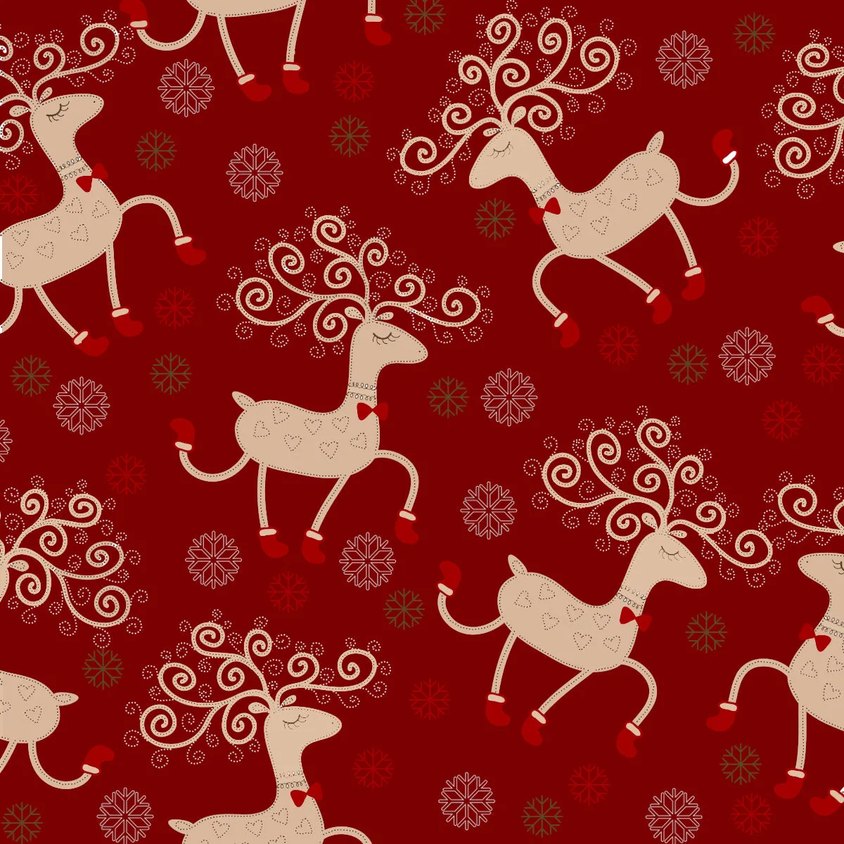 Merry Red Reindeer Gift Wrapping Paper - 1 roll 30 inches wide and 15 feet long
