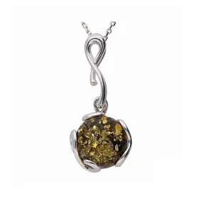 MILENA Necklace Green and Silver Round Stone
