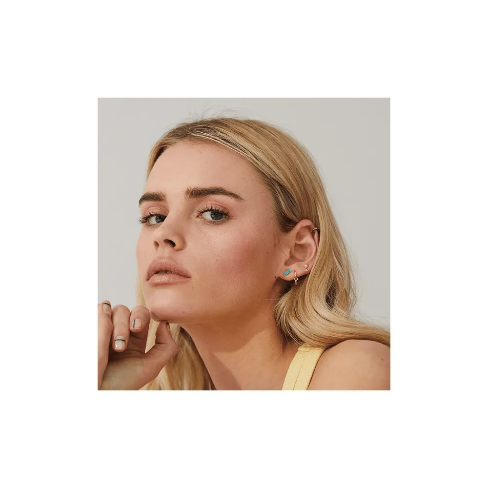 Mini Hexa Moonstone Stud Earring - Gold - ST-HEX-MS