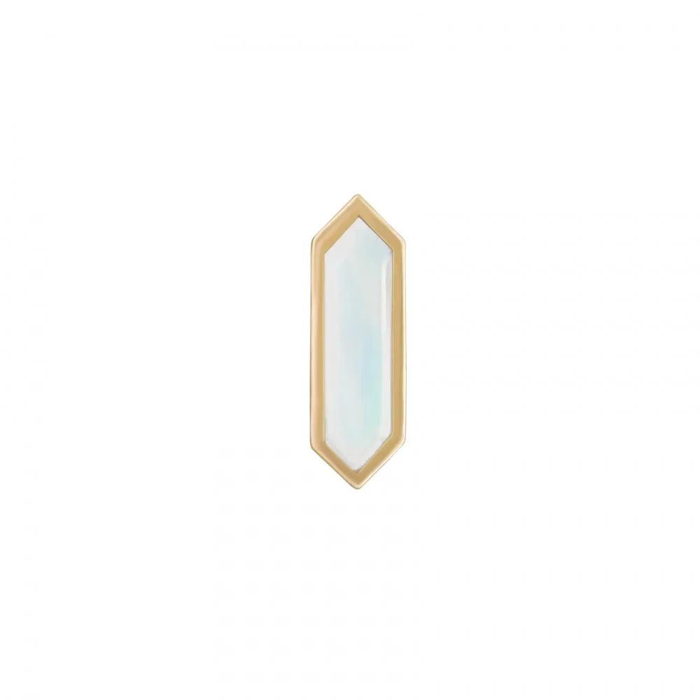 Mini Hexa Moonstone Stud Earring - Gold - ST-HEX-MS