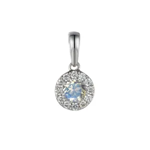 Moonstone & Diamond Cluster Pendant - White Gold - NTP409MOOND-9
