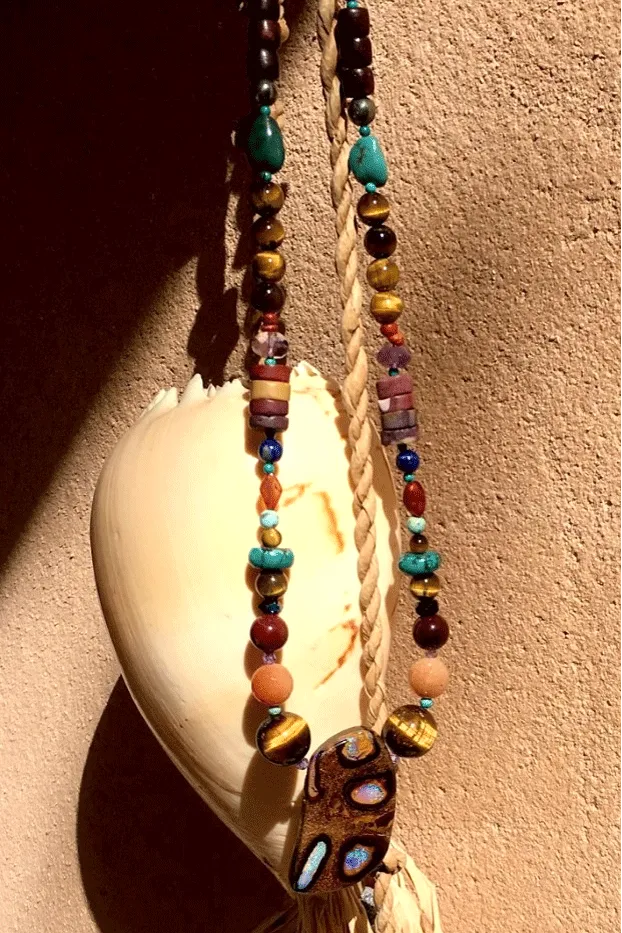 Necklace Cay Opal Ponds with Natural Gemstones and Australian Opal Centrepiece