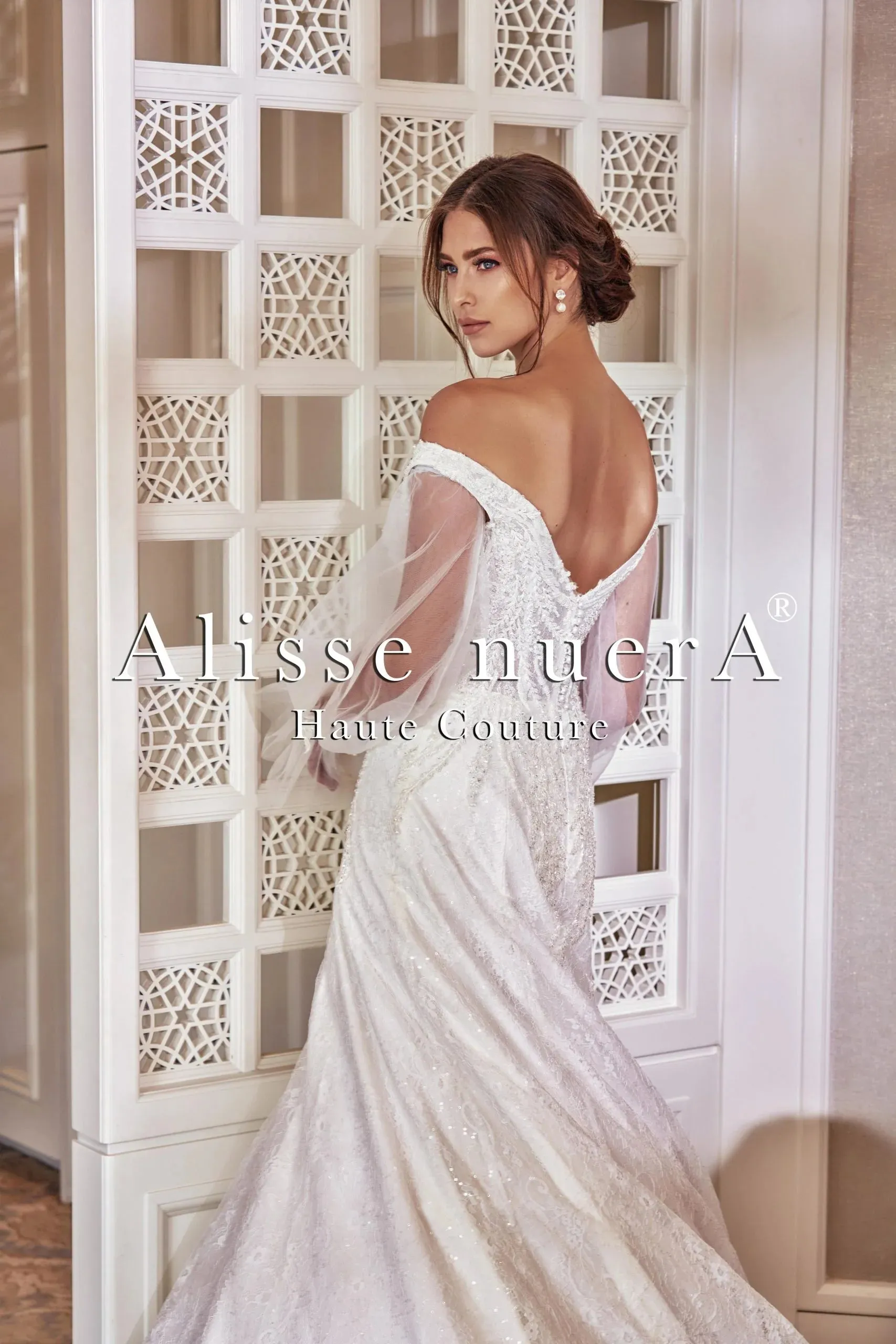 Off Shoulder Sweetheart Tulle Sleeve A Line Bridal Dress