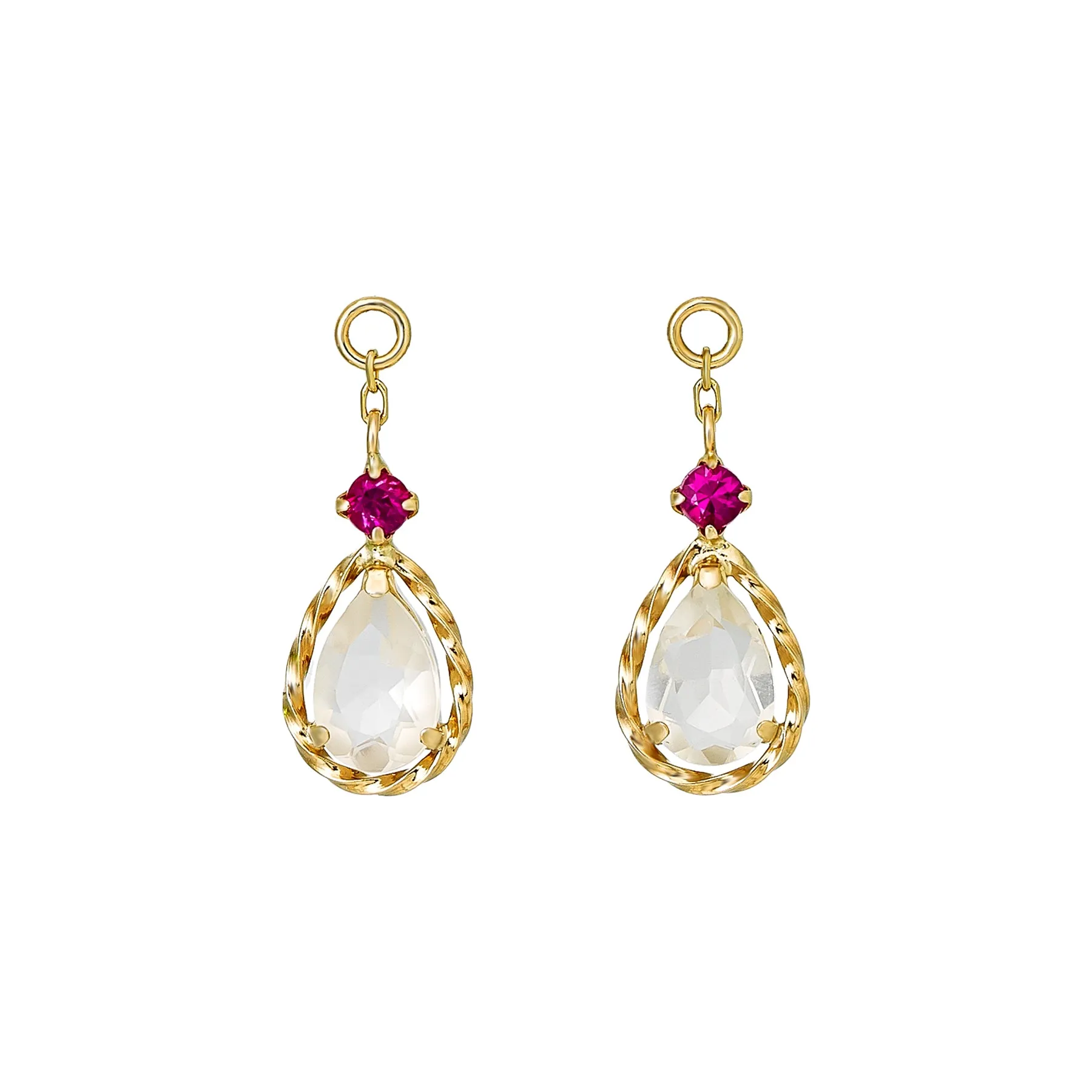 [Palette] 10K Ruby x Moonstone Charms (Yellow Gold)