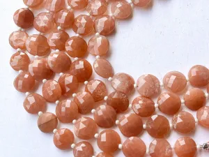 Peach Moonstone Coin shape or round shape briolette beads