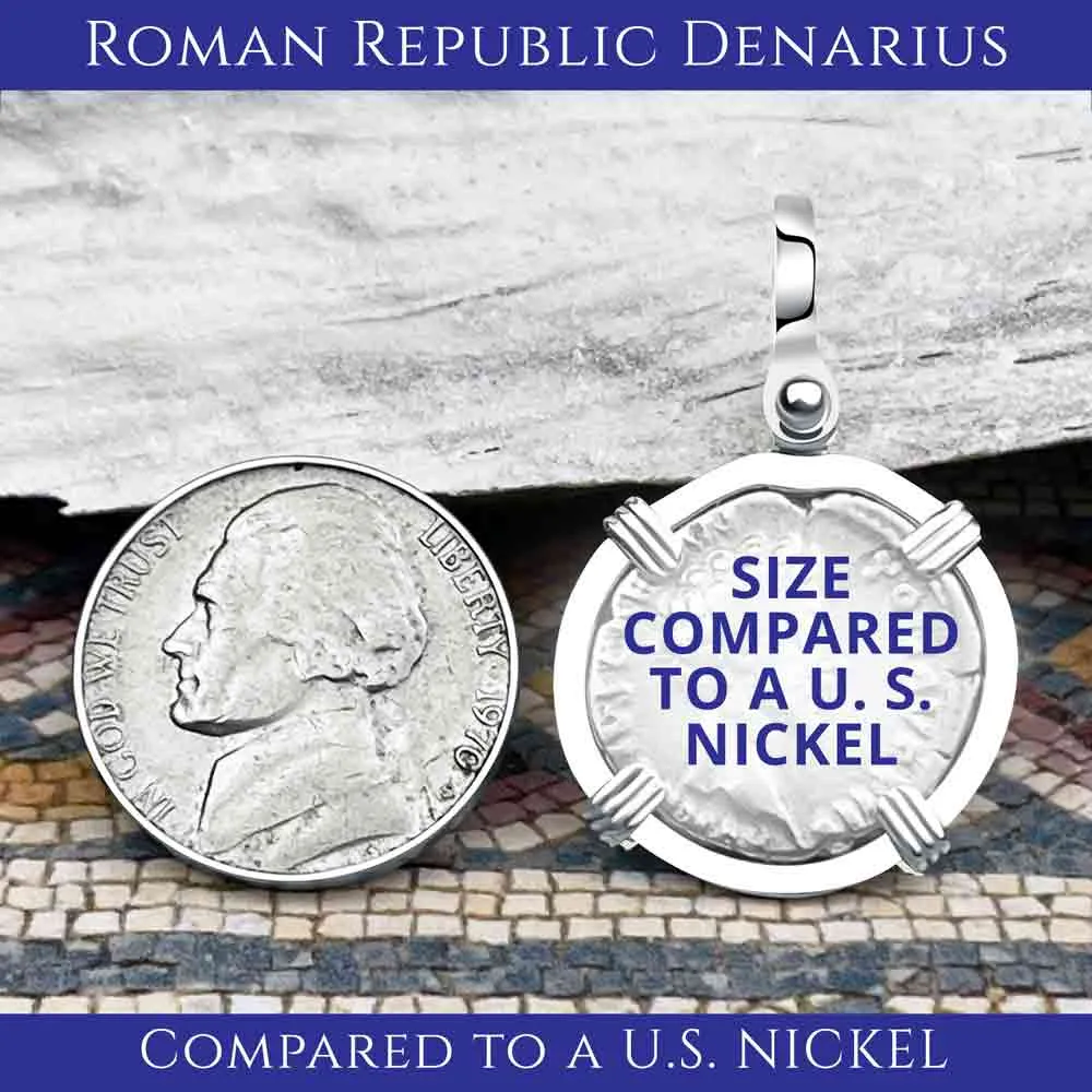 Roman Republic Silver Denarius 90 BC Pegasus Sterling Silver Pendant | Artifact #3286