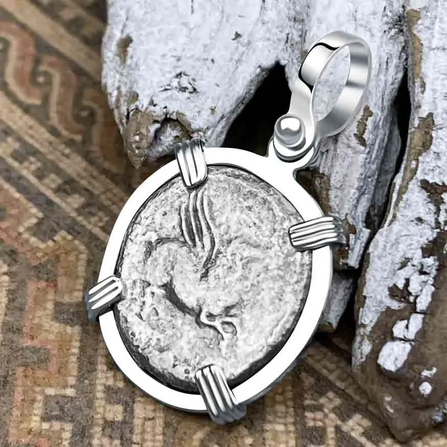 Roman Republic Silver Denarius 90 BC Pegasus Sterling Silver Pendant | Artifact #3286