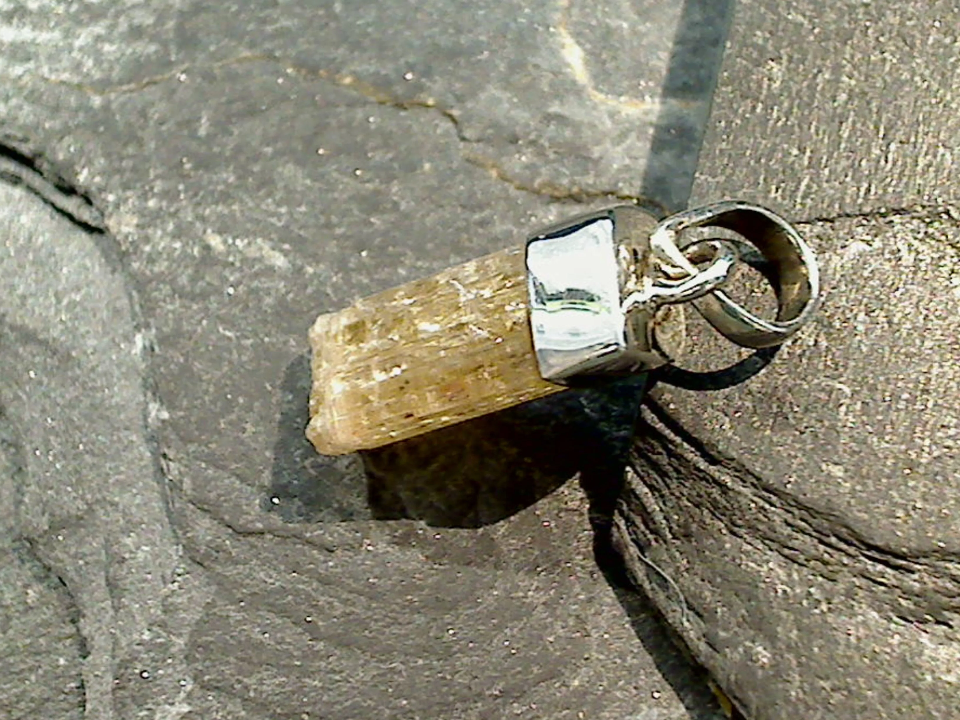 Rough Imperial Topaz, Sterling Silver Pendant
